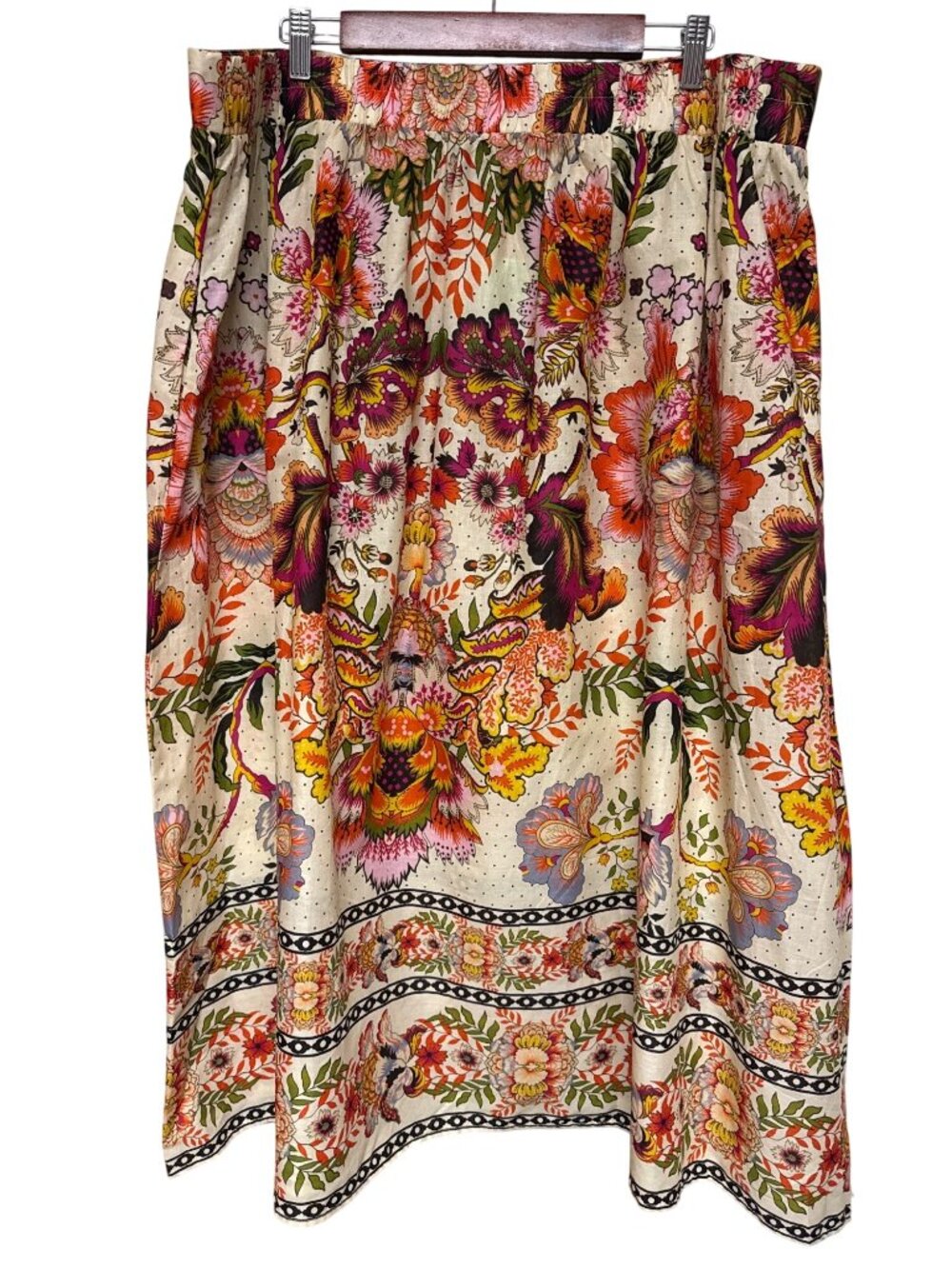 Philosophy NWT Women's 3X 100% Cotton Boho Floral Midi Skirt Plus Cottagecore - Picture 3 of 10